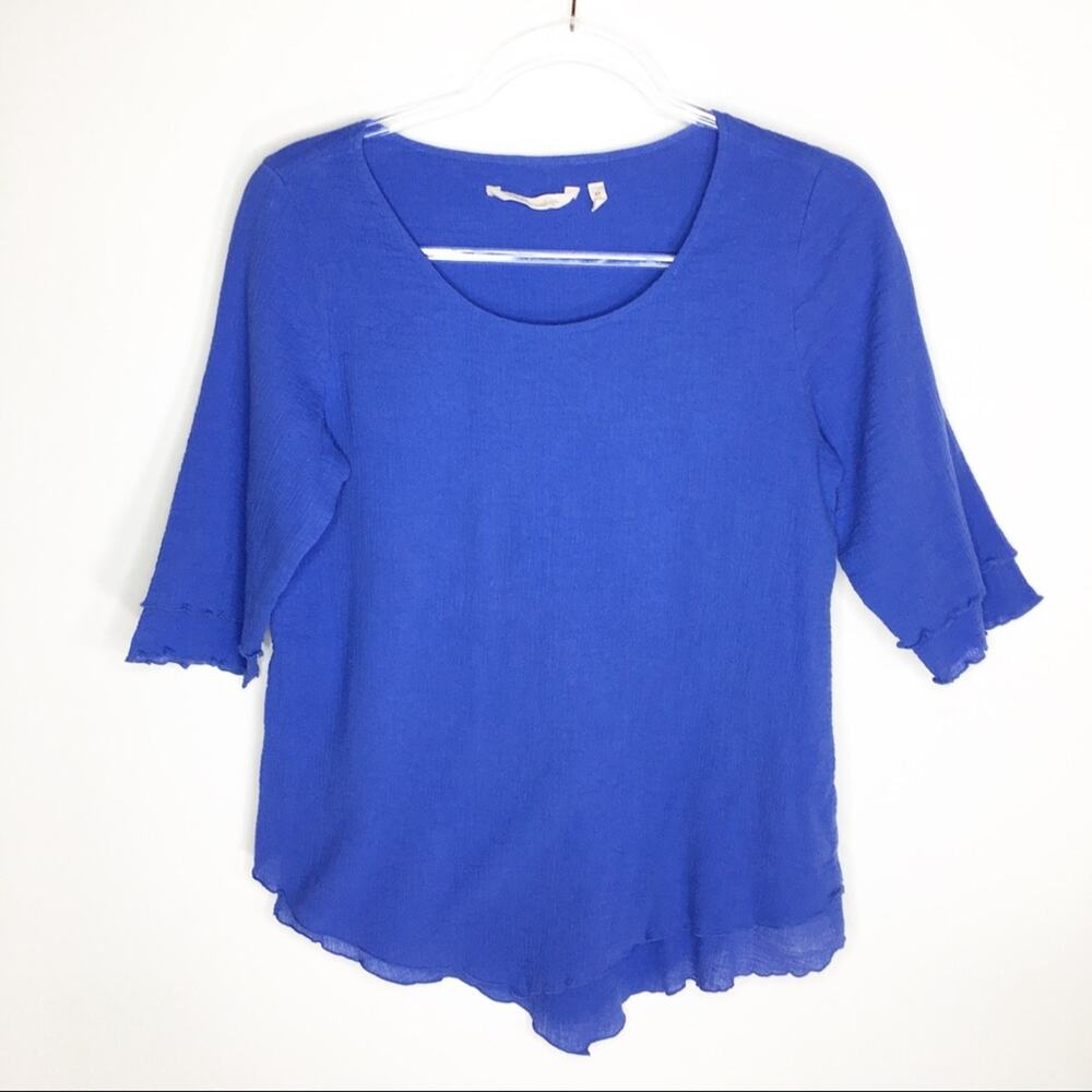 Soft Surroundings Womens Siesta Key Tunic Top Size XS Electric Blue Gauze Cotton